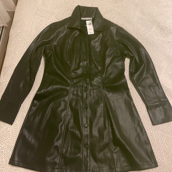 ABERCROMBIE & FITCH - VEGAN LEATHER SHIRT DRESS - Picture 7 of 7